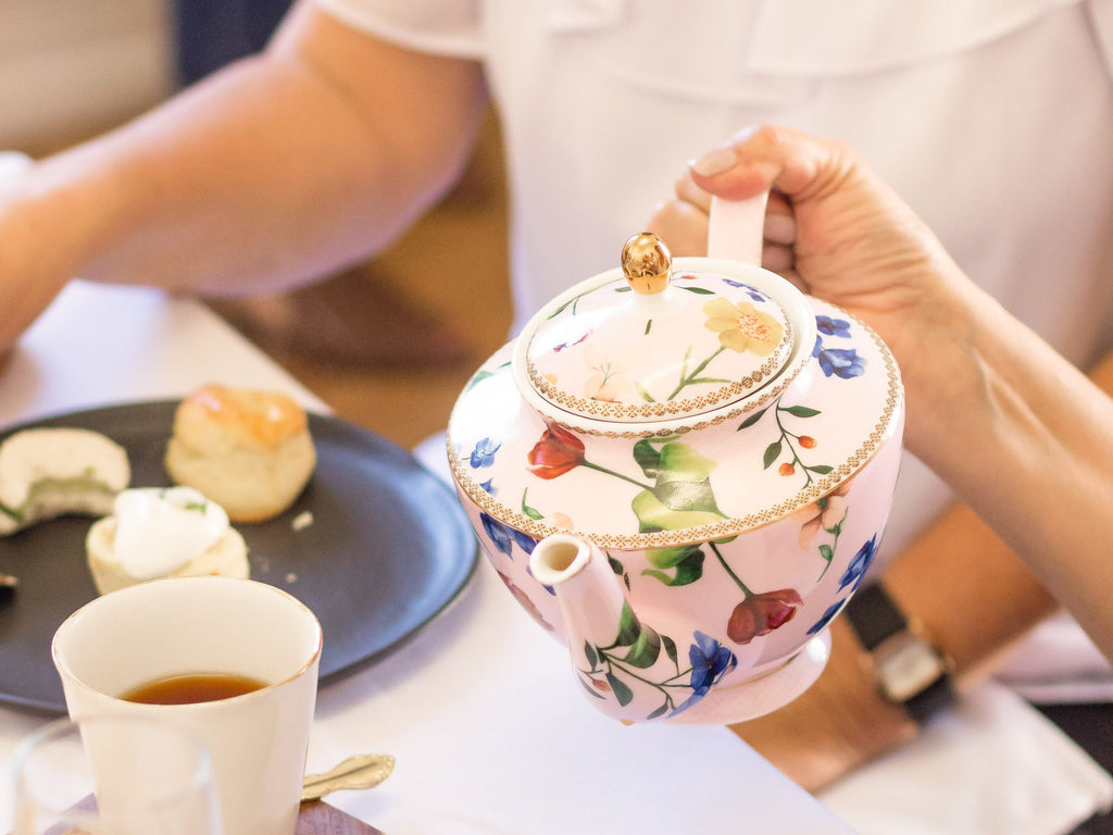 Having a tea party with friends